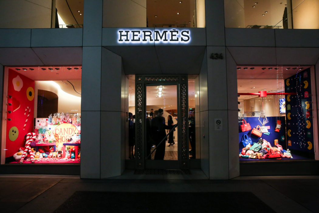 Lucy Sparrow Hermes window display
